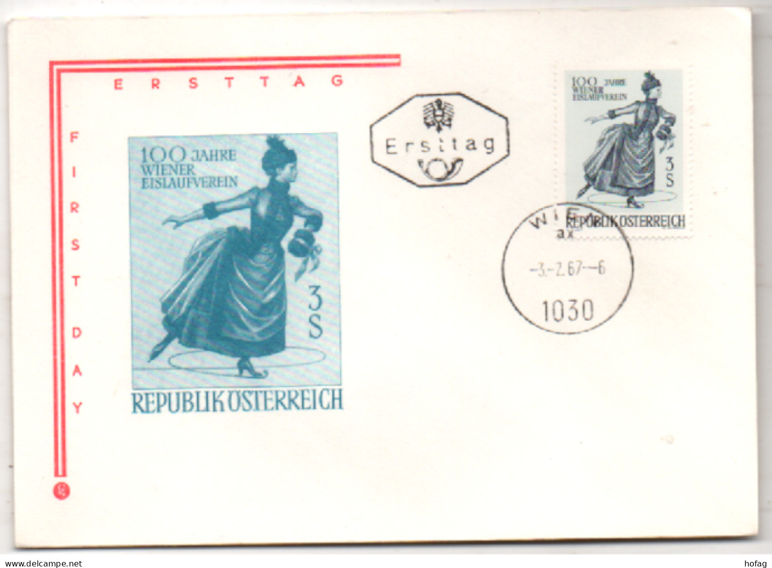 Österreich 1967 MiNr.: 1231 Wiener Eislaufverein; Ersttag FDC Scott: 785 YT: 1066 Sg: 1493 - FDC