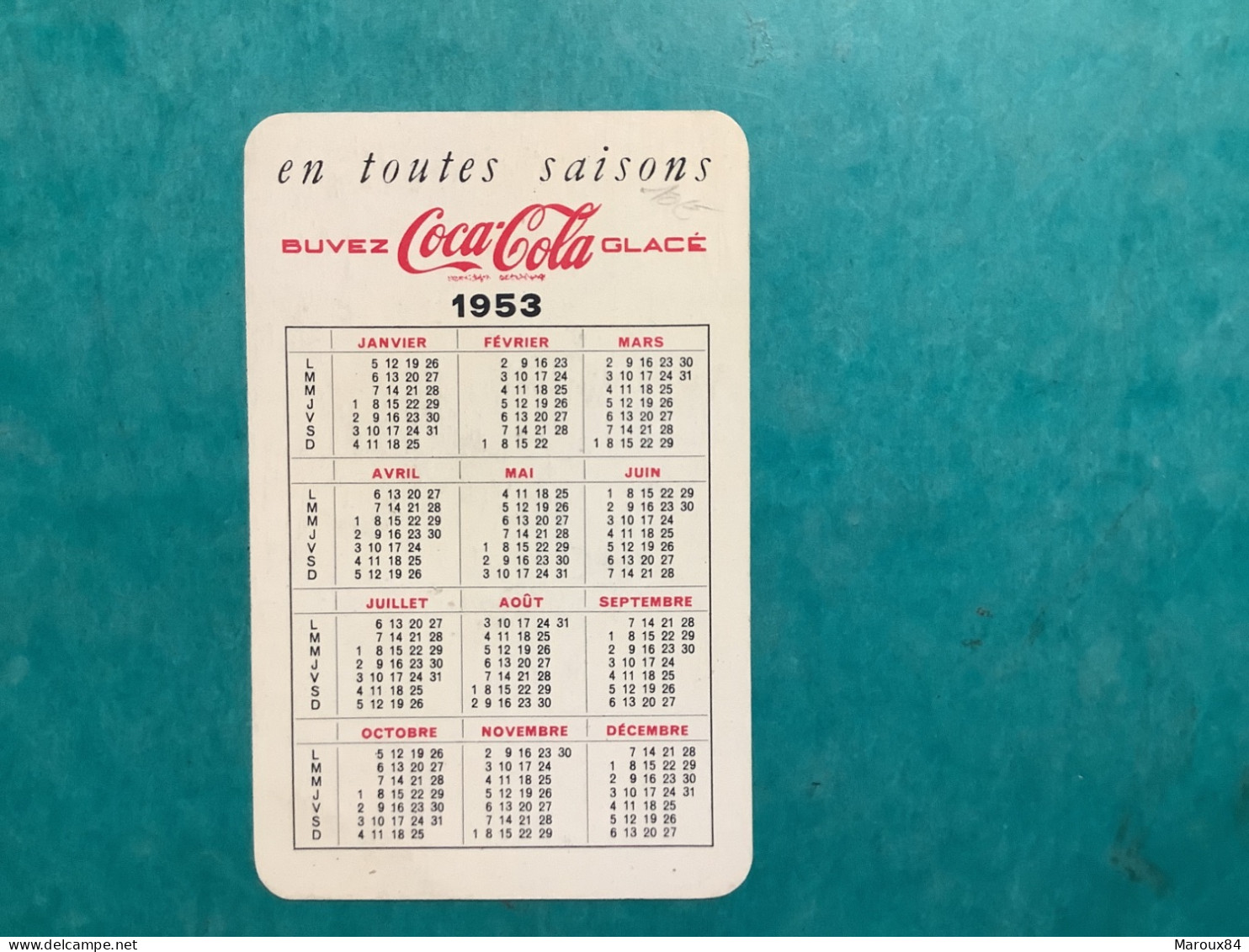 Calendrier Pub Coca Cola 1953 - Tamaño Pequeño : 1941-60