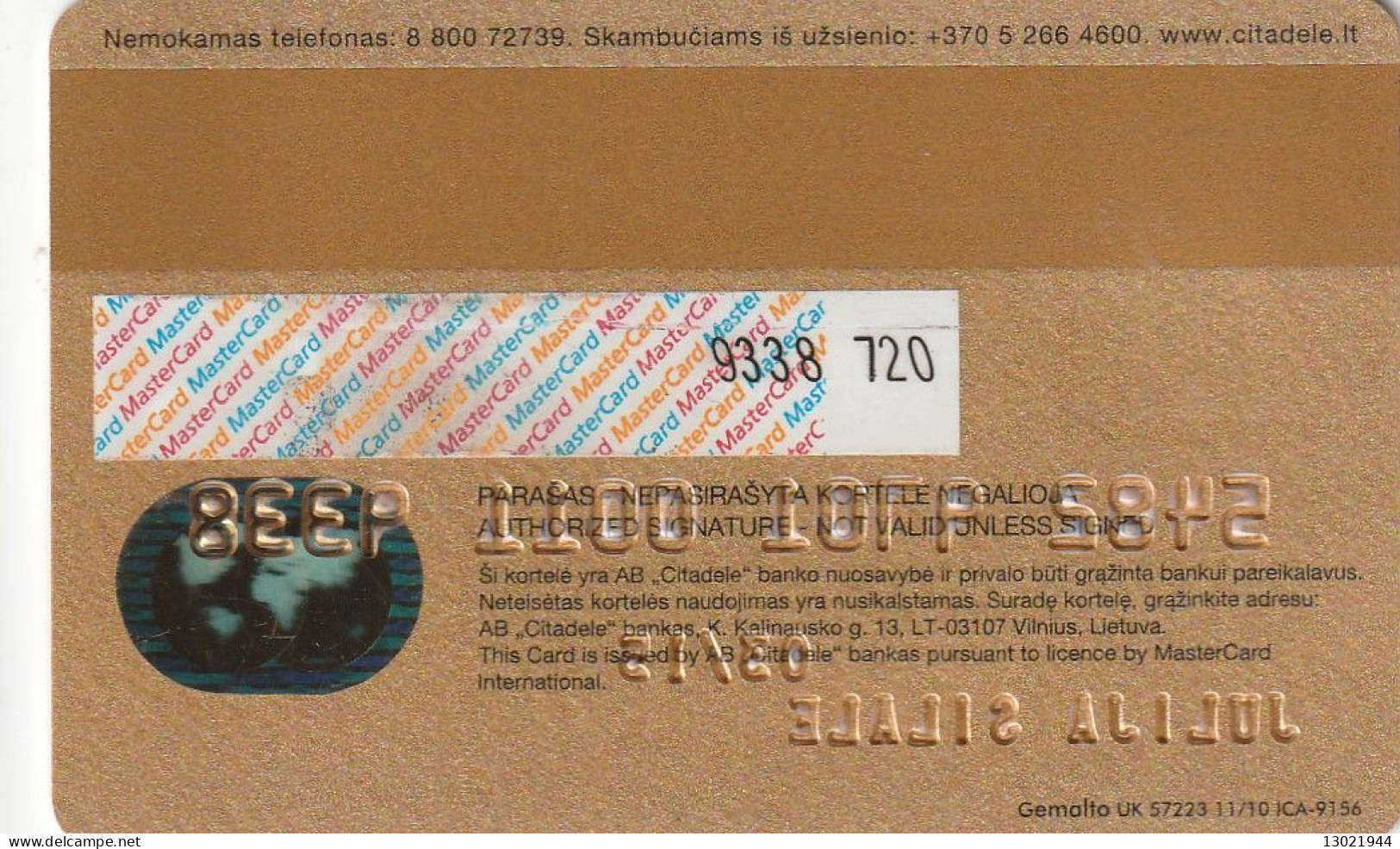 N. 2 LITUANIA BANK  CARDS  - POSSIBLE SALE OF SINGLE CARDS - Credit Cards (Exp. Date Min. 10 Years)