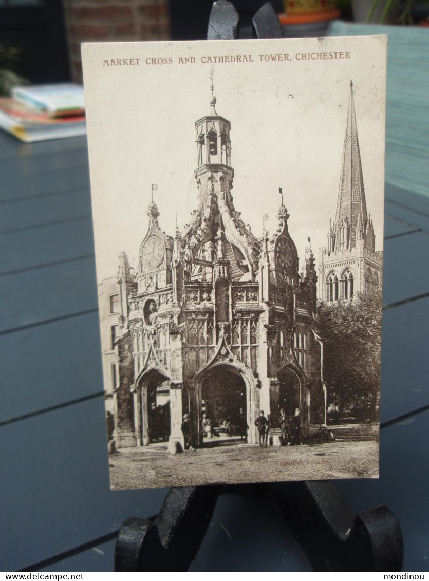 Belle Cpa Animée - Market Cross And Cathedral Tower, Chichester. 1908 - Autres & Non Classés