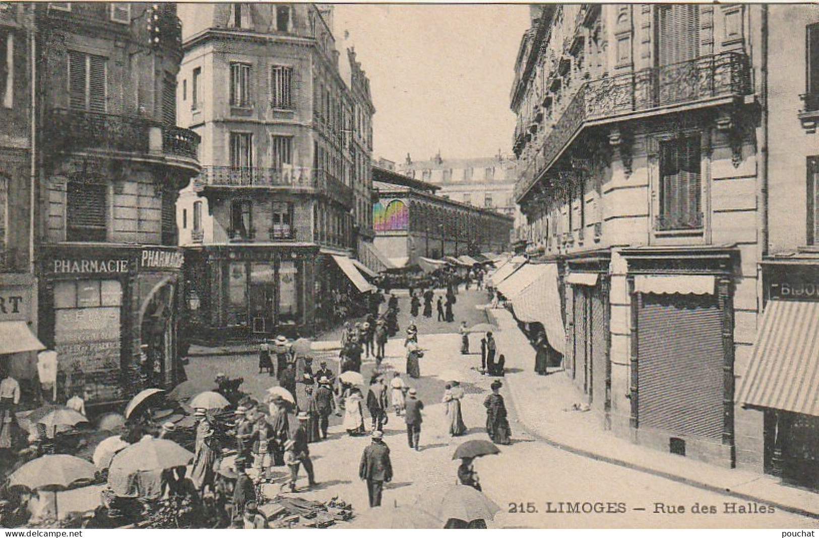 Z++ 19-(87) LIMOGES - RUE DES HALLES - ANIMATION - ETALS  - PHARMACIE A. BLAIS - 2 SCANS - Limoges