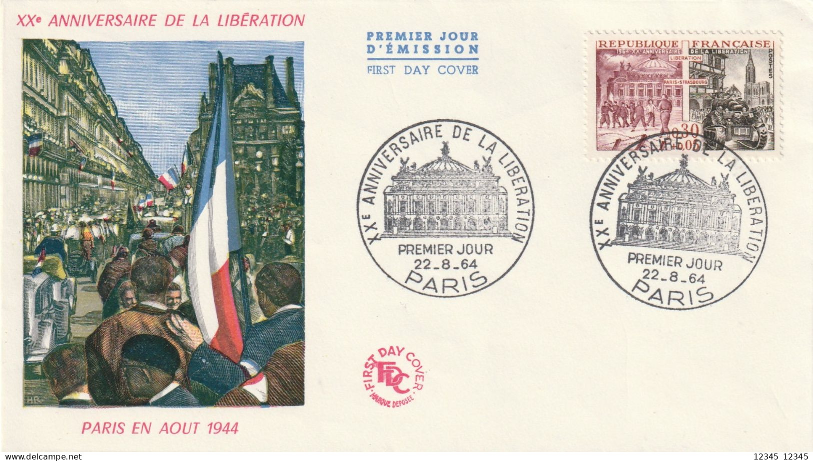 Frankrijk 1964, FDC Unused, 20th Anniversary Of The Liberation Of Paris And Strasbourg. - 1960-1969