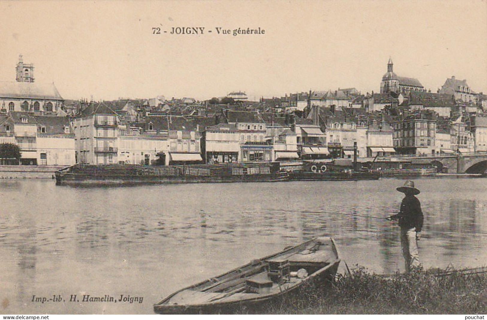 Z++ 21-(89) JOIGNY - VUE GENERALE - ANIMATION - PECHEUR A LA LIGNE - IMP. HAMELIN , JOIGNY - 2 SCANS - Joigny