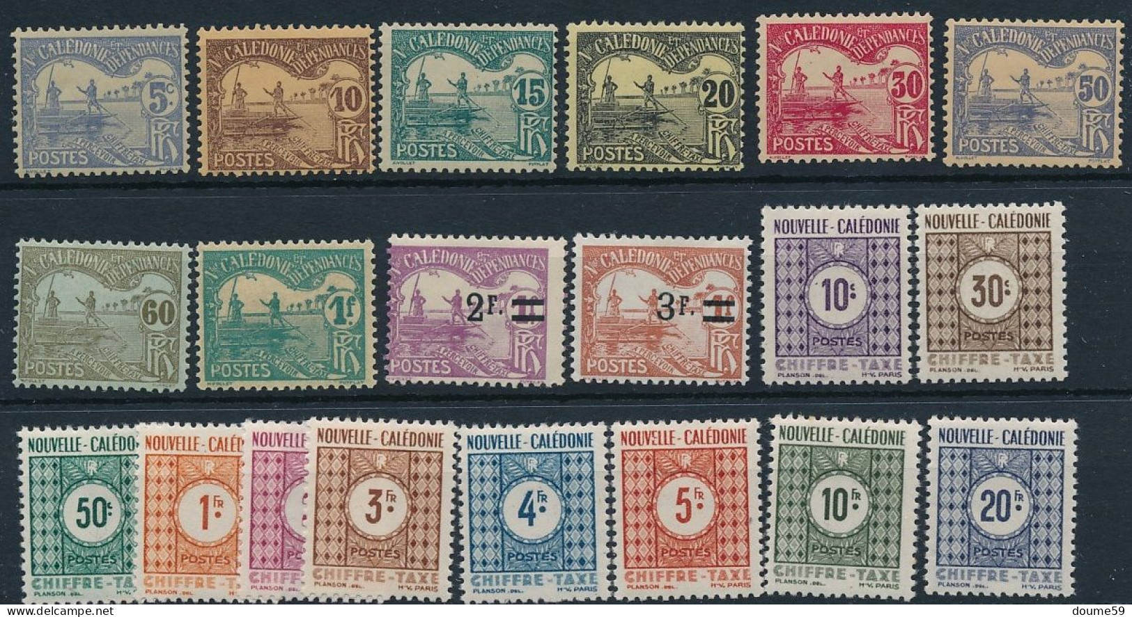 BD-396: Nelle CALEDONIE:  Taxes N°16/23*-24/25*-39/48** - Strafport