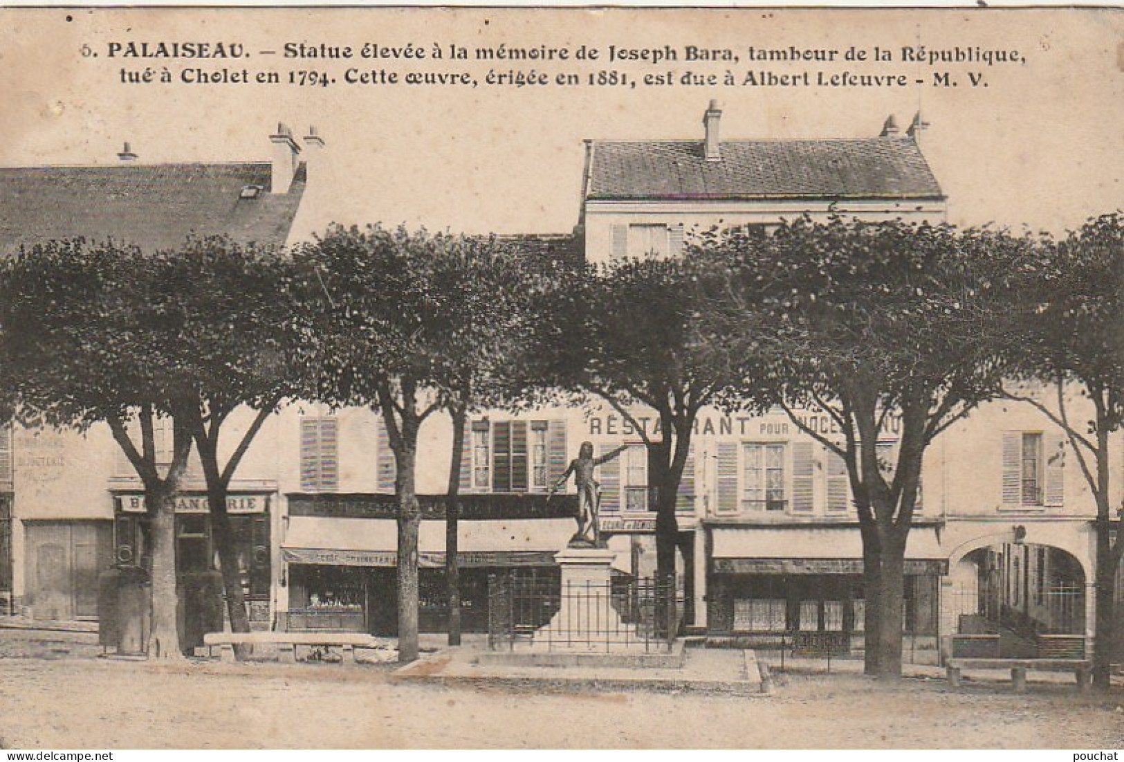 Z++ 23-(91) PALAISEAU - STATUE A LA MEMOIRE DE JOSEPH BARA ( ALBERT LEFEUVRE ) - COMMERCES : BOULANGERIE , EPICERIE  - Palaiseau