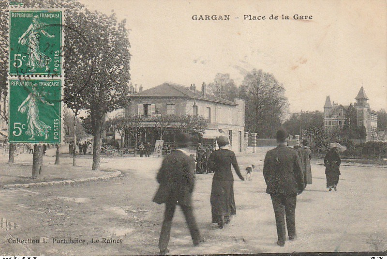 Z++ 25-(93) GARGAN - PLACE DE LA GARE - ANIMATION - CAFE - COLLECTION L. PORTELANCE , LE RAINCY - 2 SCANS - Livry Gargan