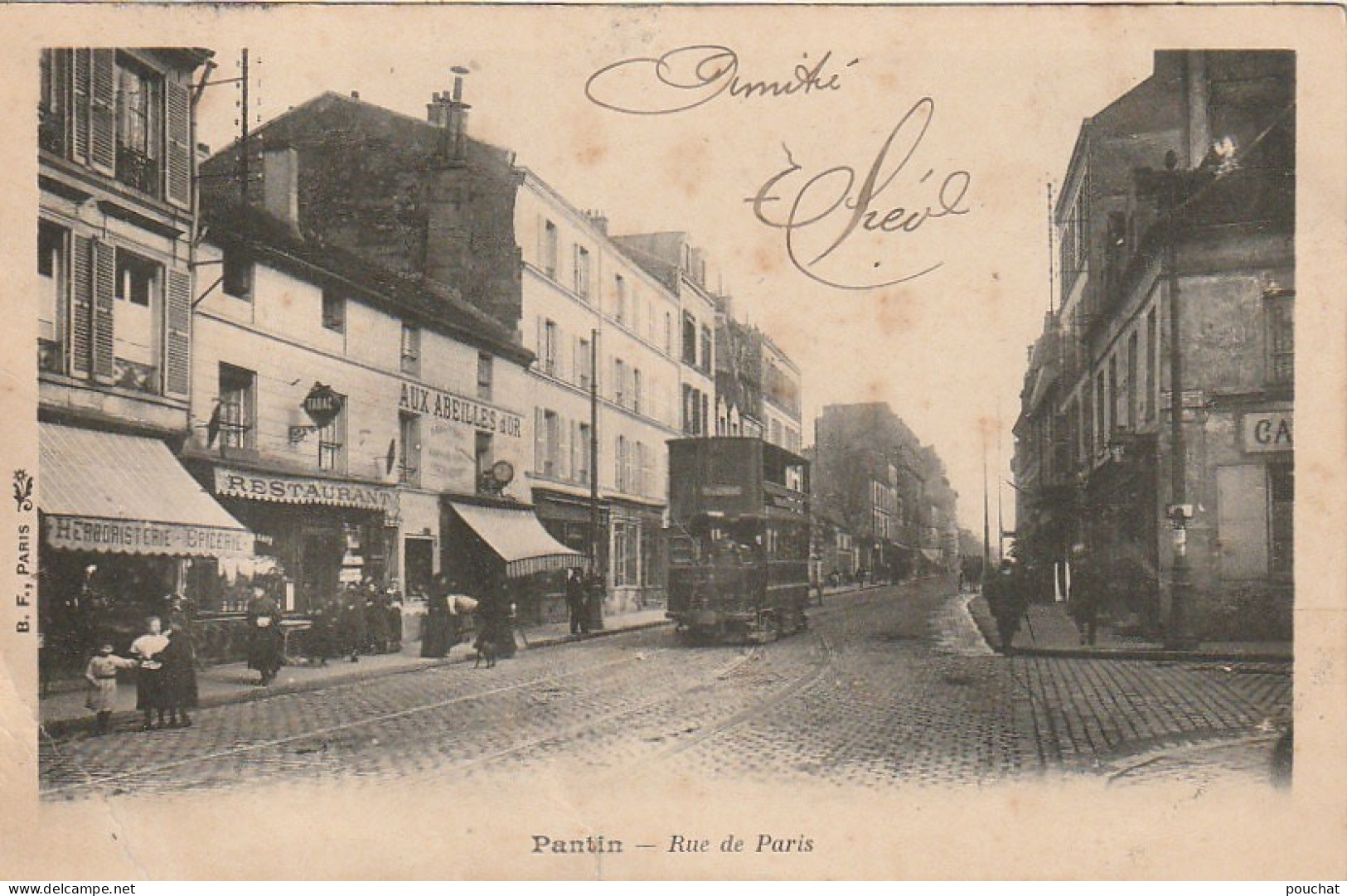 Z++ 25-(93) PANTIN - RUE DE PARIS - COMMERCES - TRAMWAY A IMPERIALE - 2 SCANS - Pantin