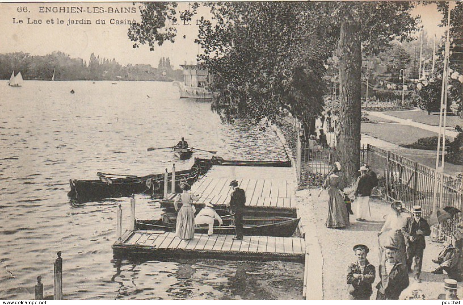 Z++ 28-(95) ENGHIEN LES BAINS - LE LAC ET LE JARDIN DU CASINO - ANIMATION - CANOTEURS - 2 SCANS - Enghien Les Bains