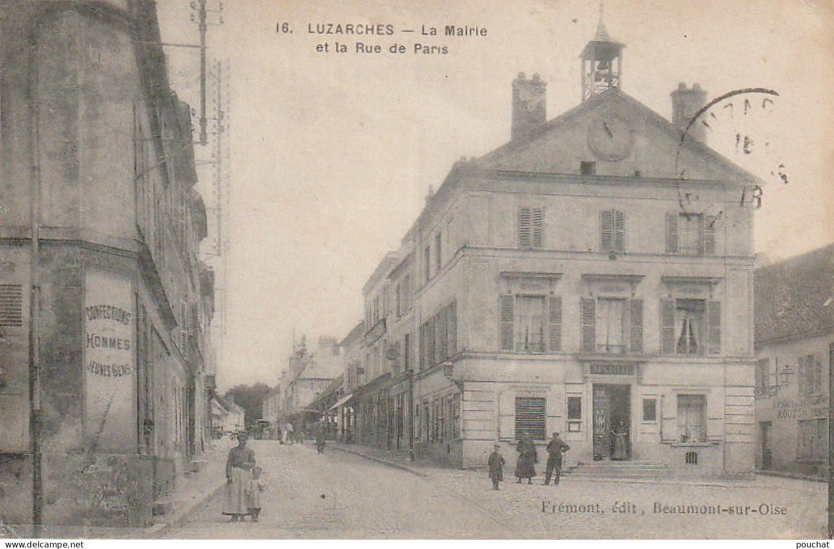 Z++ 28-(95) LUZARCHES - LA MAIRIE ET LA RUE DE PARIS - ANIMATION - EDIT. FREMONT , BEAUMONT S/ OISE - 2 SCANS - Luzarches