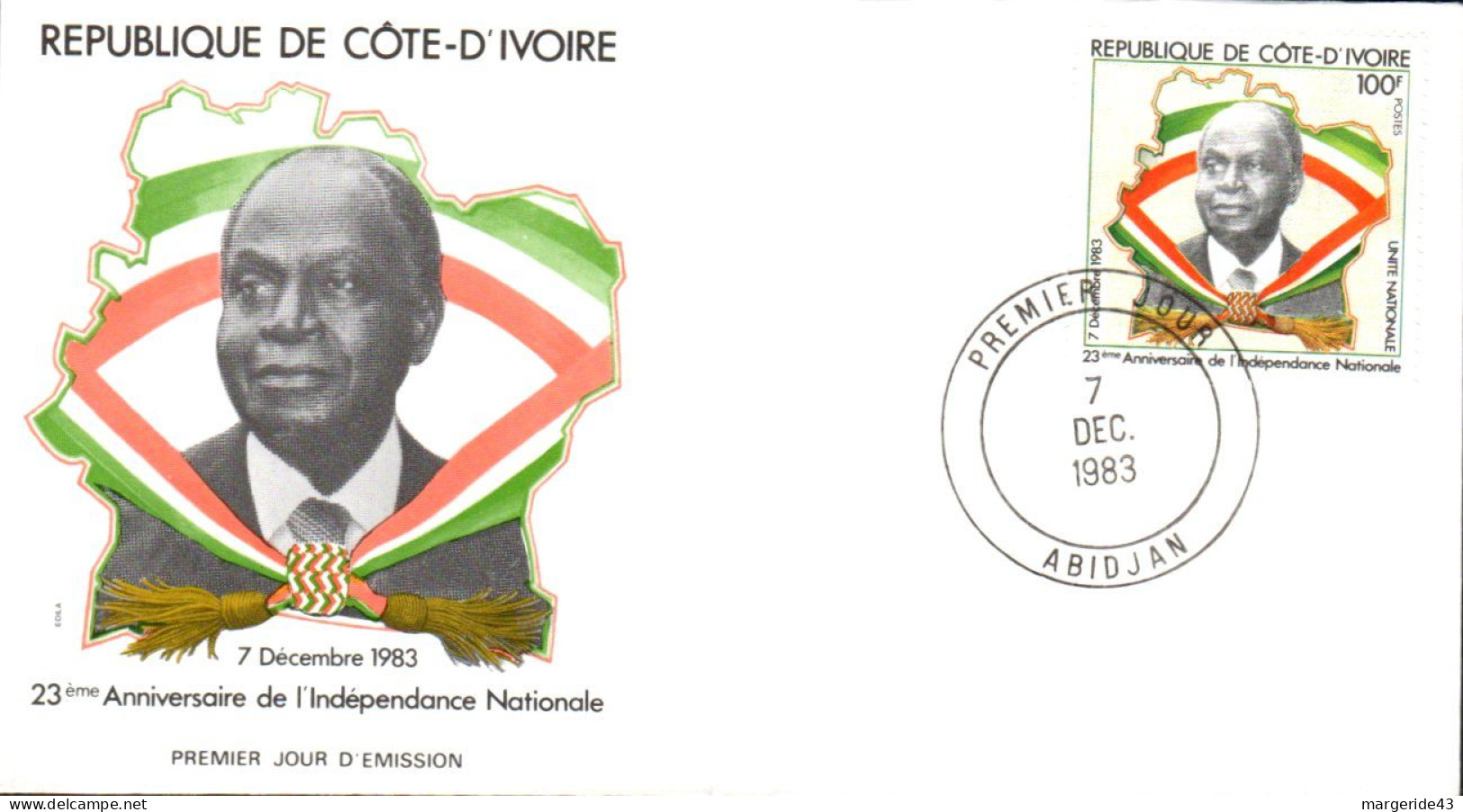 COTE D'IVOIRE FDC 1983 23 ANS INDEPENDANCE - Côte D'Ivoire (1960-...)