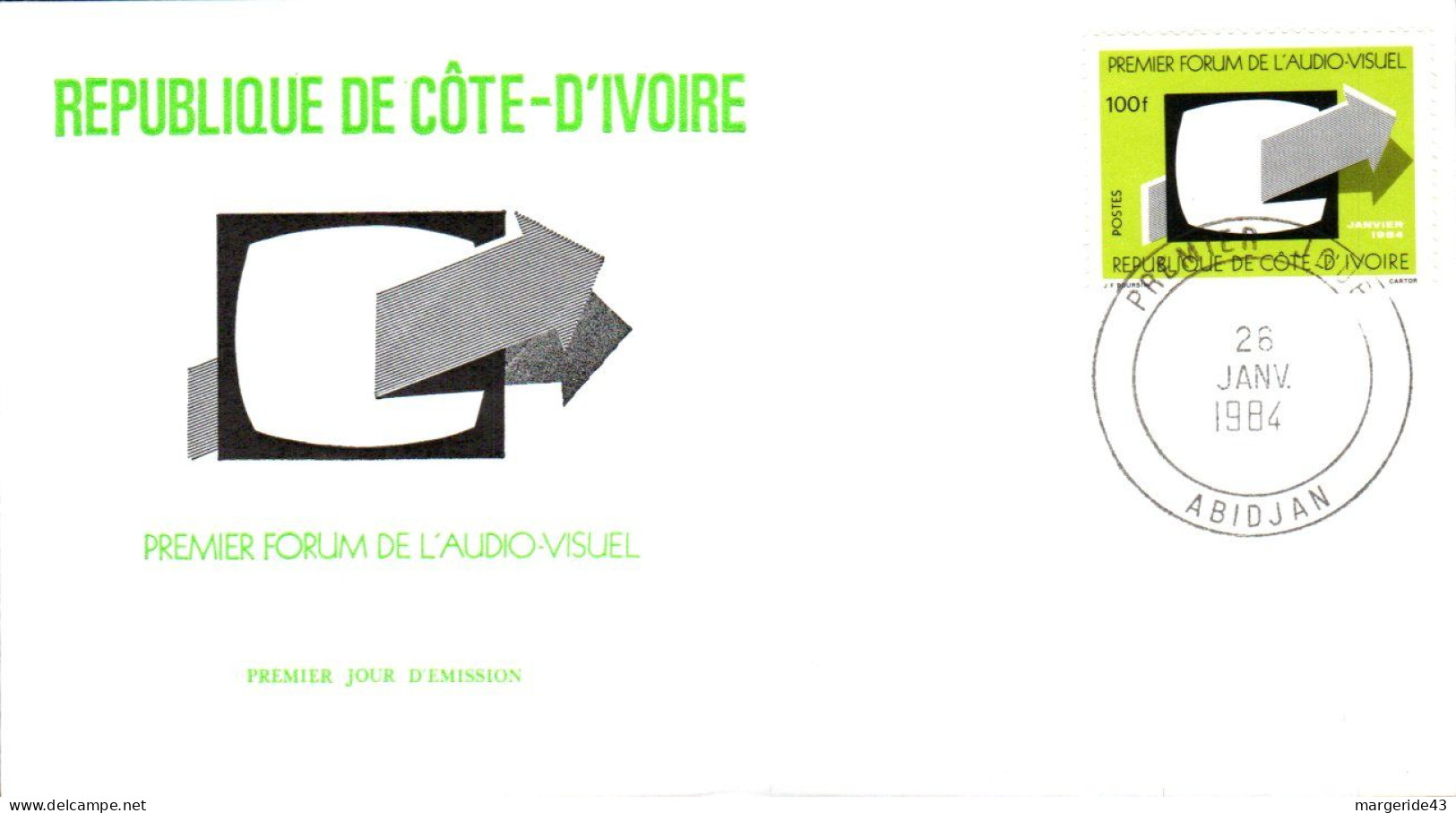 COTE D'IVOIRE FDC 1984 FORUM DE L'AUDIOVISUEL - Ivoorkust (1960-...)