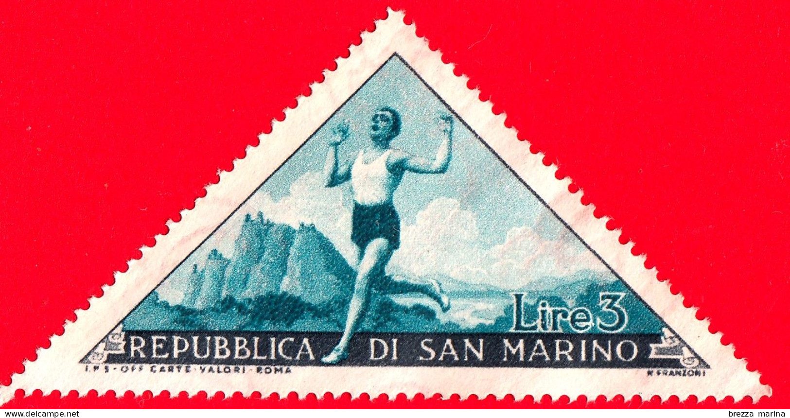 SAN MARINO - Usato - 1953 - Sport - 1ª Emissione - Eventi Sportivi A San Marino - Corsa - Podismo  - 3 - Gebraucht