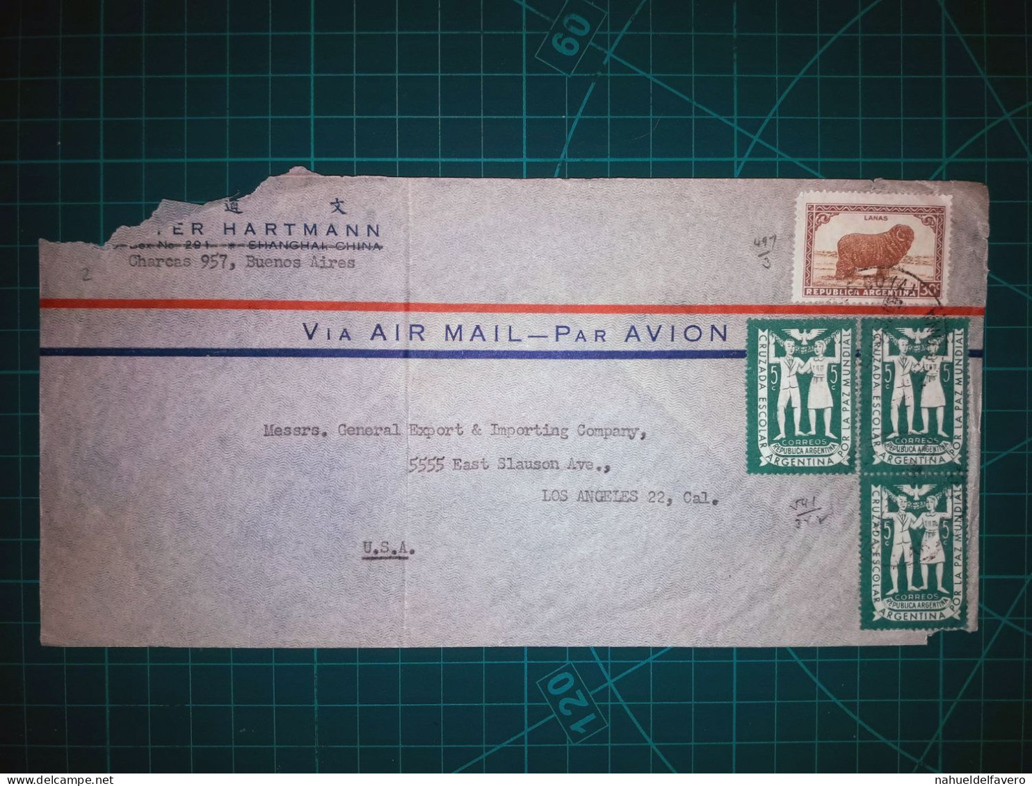 ARGENTINE; Enveloppe Aérienne Envoyée Par Avion à Los Angeles, Californie Avec Une Variété De Timbres-poste (Croisade Po - Gebraucht