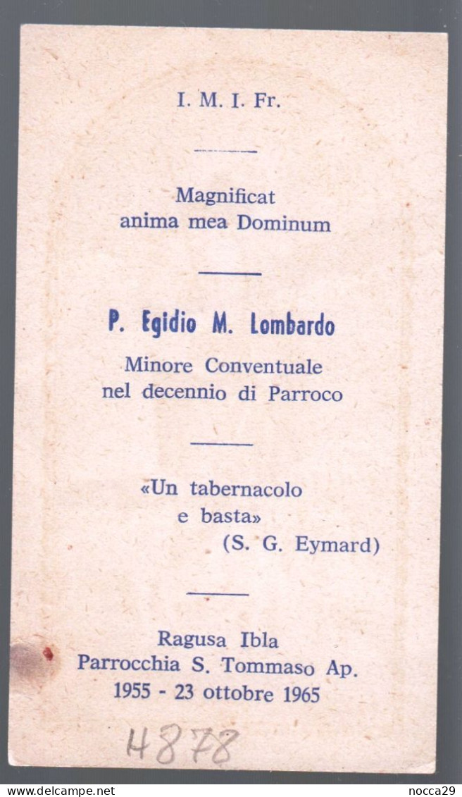 VECCHIO SANTINO DI GESU - 1965 - DECENNALE SACERDOZIO - RAGUSA IBLA  (H878) - Andachtsbilder