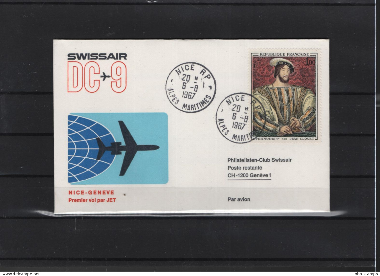 Schweiz Air Mail Swissair  FFC  6.8.1967 Nizza - Genf - Premiers Vols