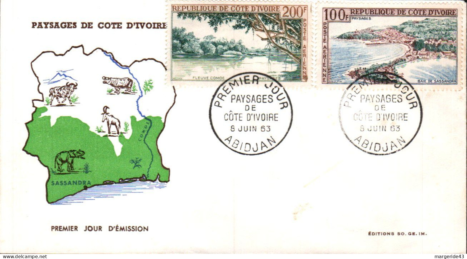 COTE D'IVOIRE FDC 1963 PAYSAGES - Côte D'Ivoire (1960-...)