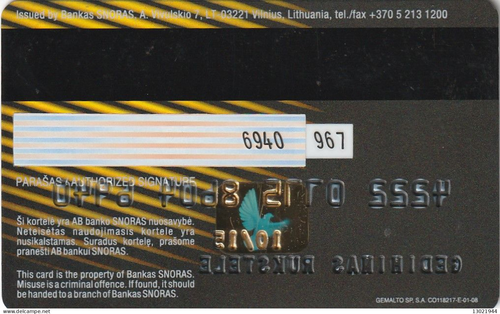 3 LITUANIA BANK  CARDS - POSSIBLE SALE OF SINGLE CARDS - Credit Cards (Exp. Date Min. 10 Years)