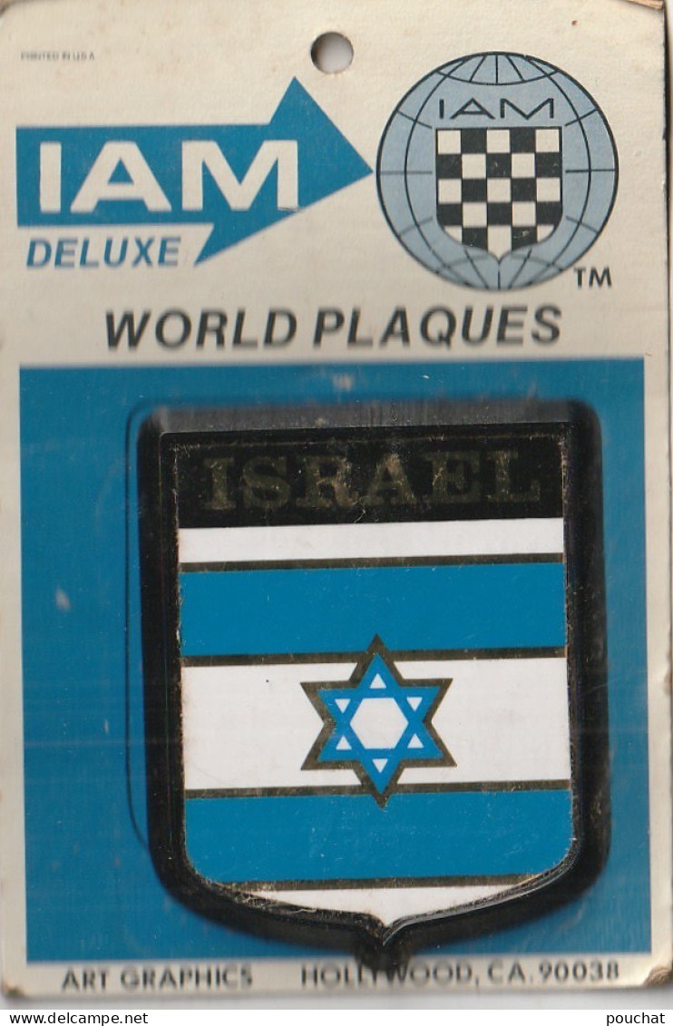 Z++ Nw- ( ISRAEL ) - WORLD PLAQUES - IAM DELUXE - PLAQUE AUTOMOBILE ADHESIVE SUR SUPPORT CARTONNE - Transporte