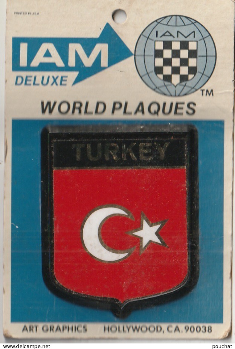 Z++ Nw- ( TURKEY ) - WORLD PLAQUES - IAM DELUXE - PLAQUE AUTOMOBILE ADHESIVE SUR SUPPORT CARTONNE - Transports