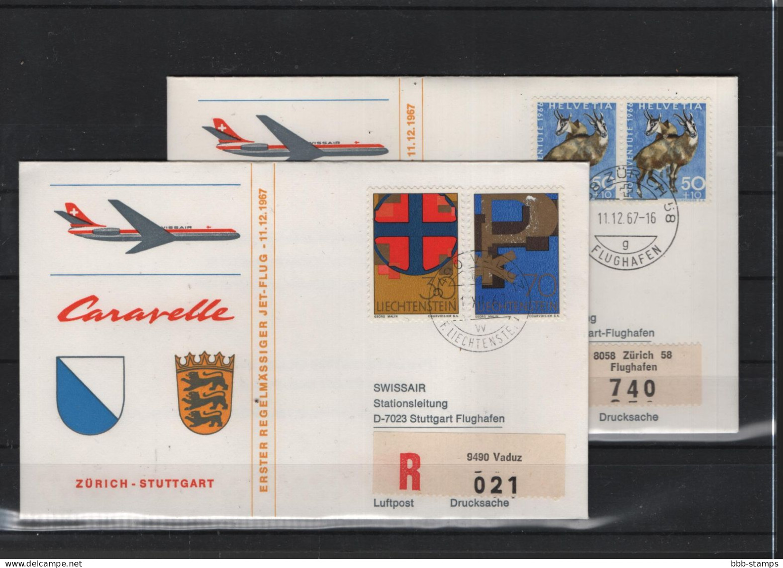 Schweiz Air Mail Swissair  FFC  11.12.1967 Zürich - Stuttgart VV - Premiers Vols