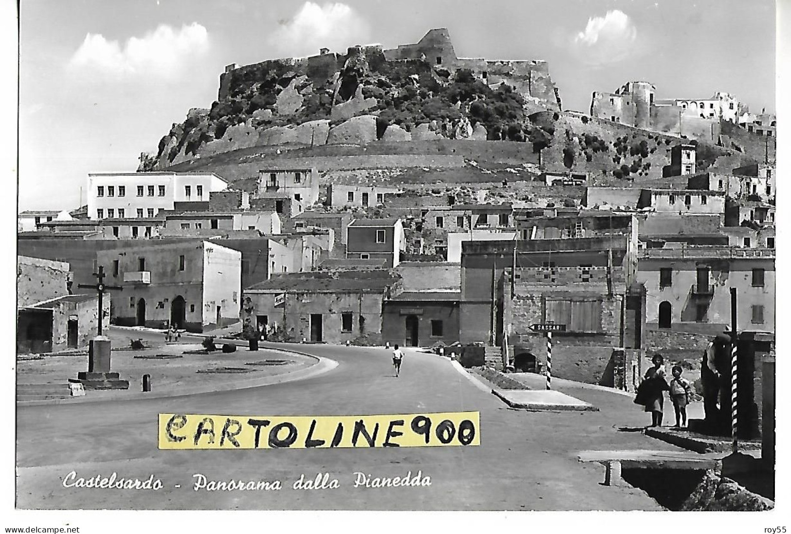 Sardegna-sassari-castelsardo Panorama Dalla Pianedda Animata Anni 50 60 - Altri & Non Classificati