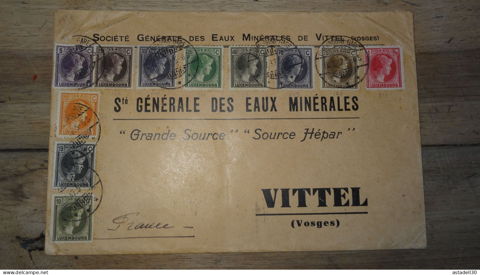 Grande Enveloppe LUXEMBOURG Gare - 1937 .......... 240424......... CL9-56 - 1926-39 Charlotte Right-hand Side