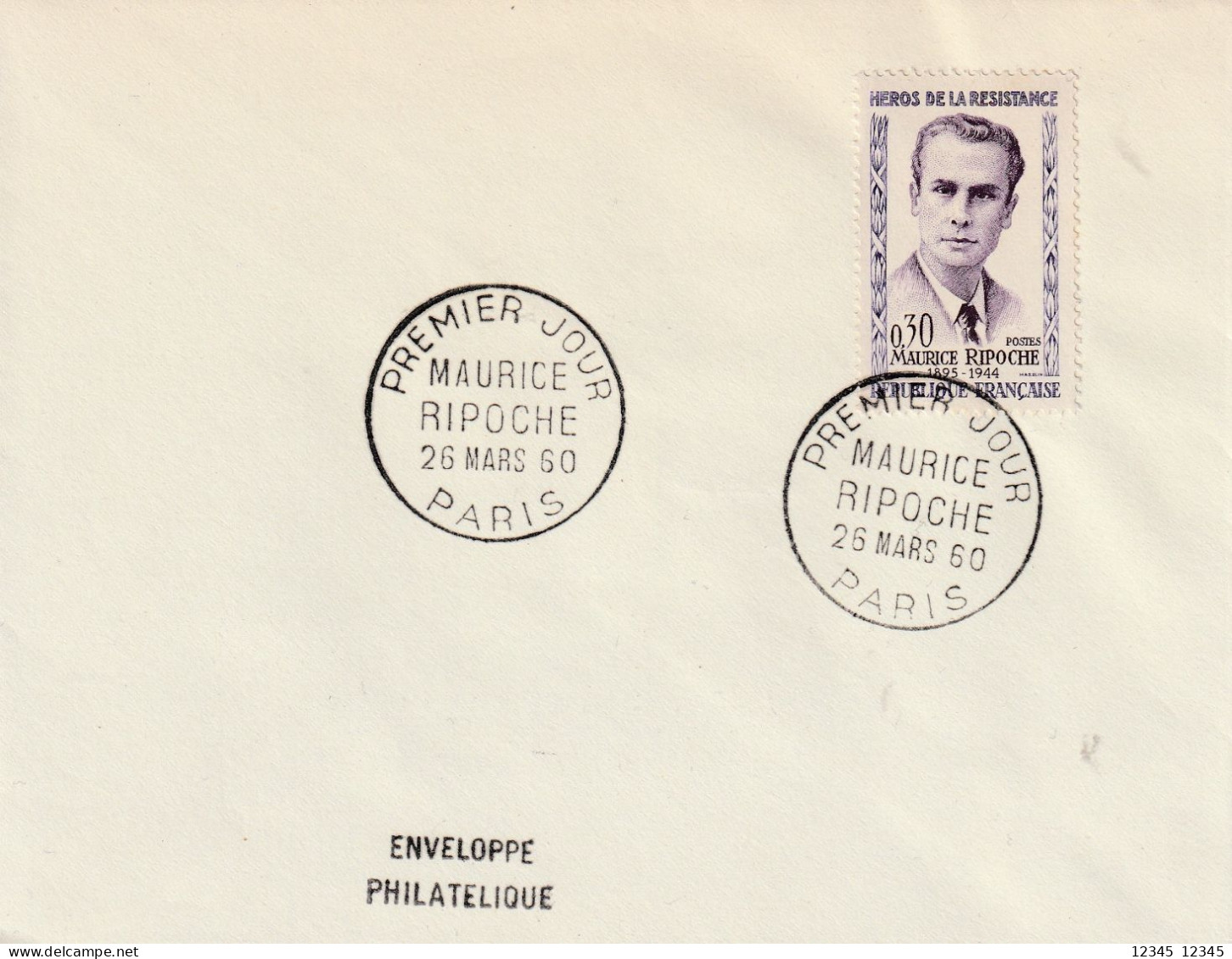 Frankrijk 1960, Enveloppe Philatelique, Maurice Ripoche (1895-1944), Resistance Fighters - Covers & Documents