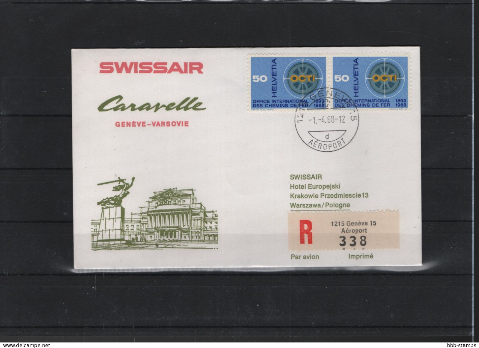 Schweiz Air Mail Swissair  FFC  11.4.1968 Genf - Warschau - Primi Voli