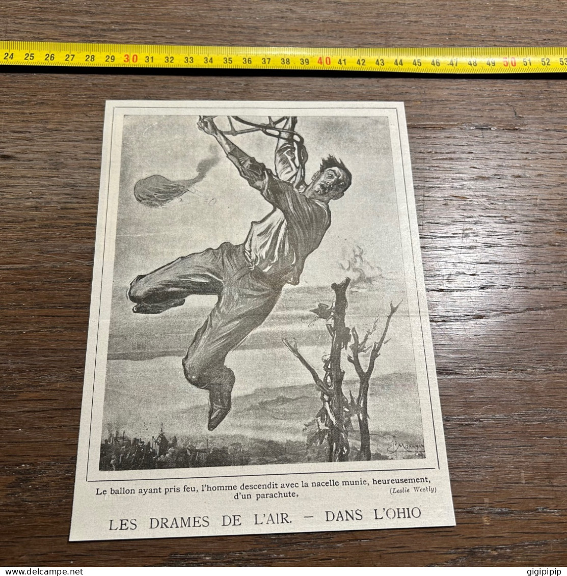 1908 PATI DRAMES DE L'AIR DANS L'OHIO Ballon Ayant Pris Feu Parachute - Verzamelingen