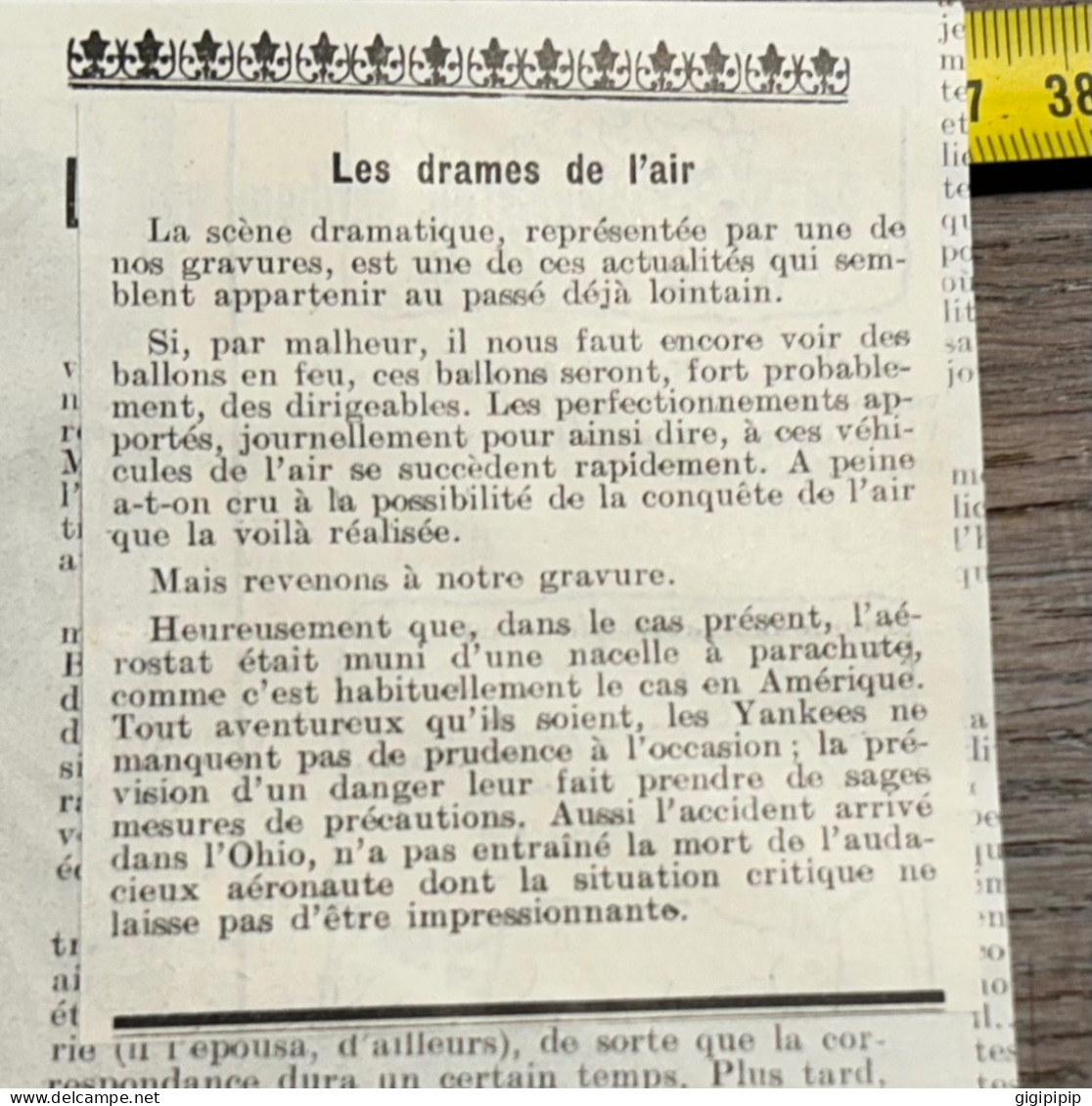 1908 PATI DRAMES DE L'AIR DANS L'OHIO Ballon Ayant Pris Feu Parachute - Sammlungen