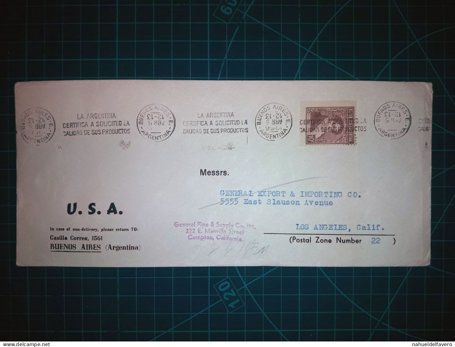 ARGENTINE; Enveloppe Avec Banderole Parlante "L'Argentine Certifie Sur Demande La Qualité De Ses Produits." Distribué à - Used Stamps