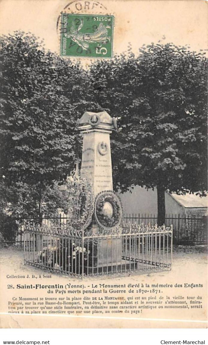 SAINT FLORENTIN - Le Monument Aux Morts - état - Saint Florentin