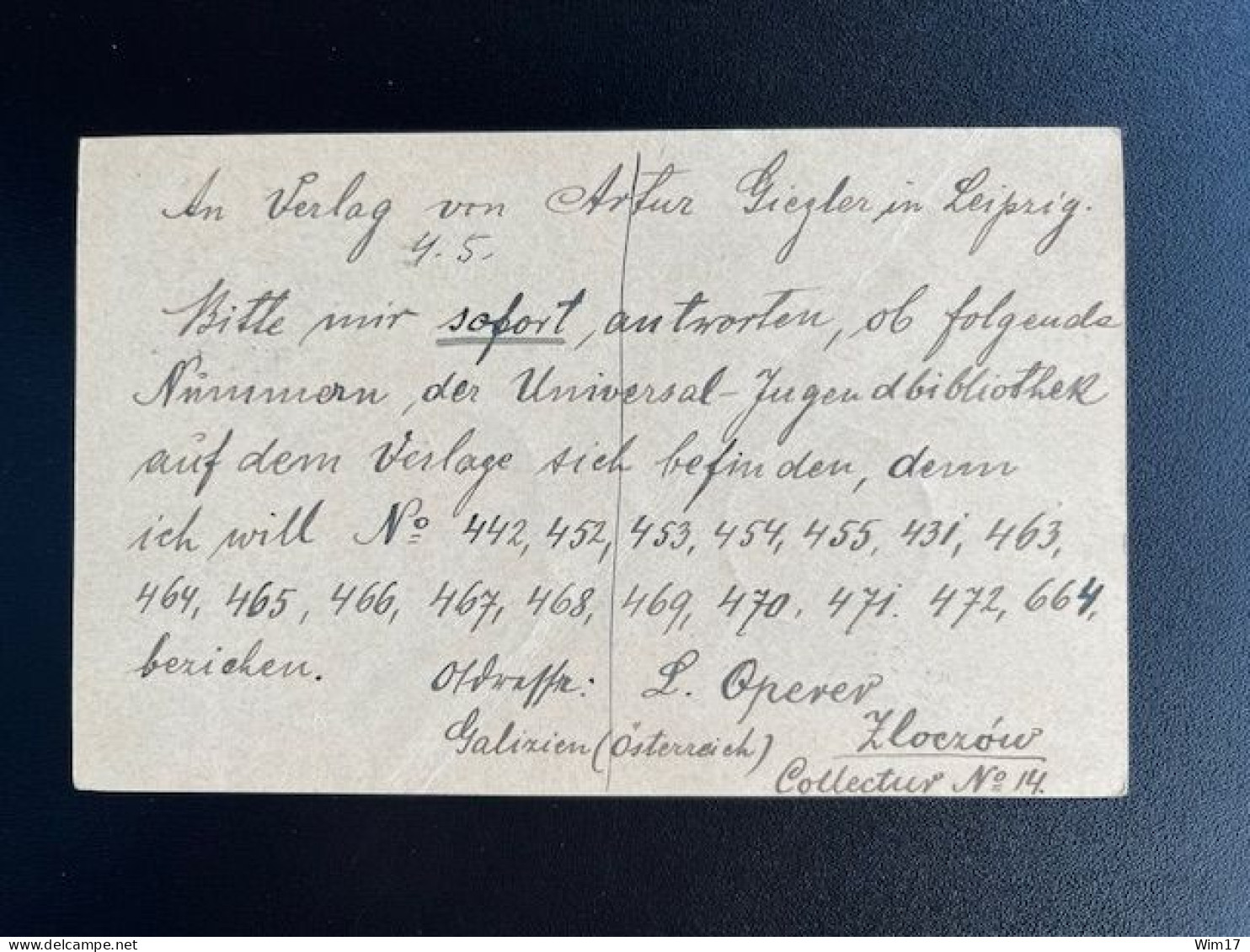 AUSTRIA 1907 POSTCARD ZLOCZOW ZOLOCHIV TO LEIPZIG 27-04-1907 OOSTENRIJK OSTERREICH - Briefkaarten