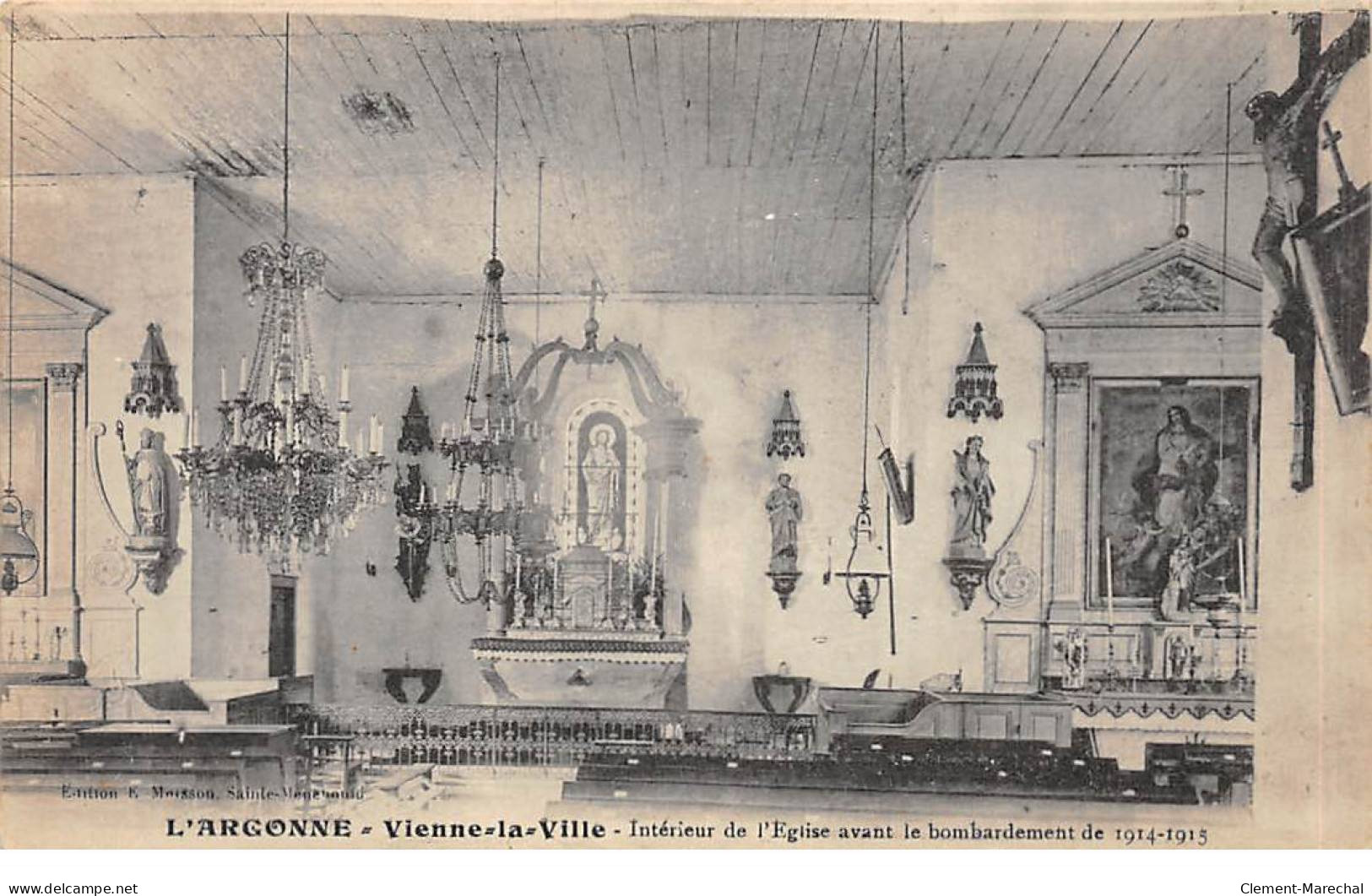 VIENNE LA VILLE - Intérieur De L'Eglise Avant Le Bombardement De 1914 1915 - Très Bon état - Other & Unclassified