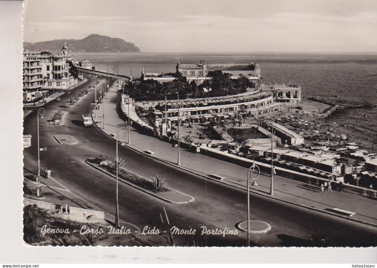 GENOVA  CORSO ITALIA  MONTE PORTOFINO  VG  1953 - Genova (Genoa)