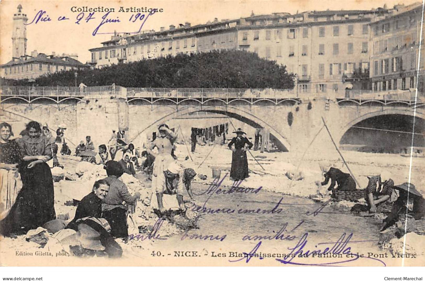 NICE - Les Blanchisseuses Et Le Pont Vieux - Très Bon état - Life In The Old Town (Vieux Nice)