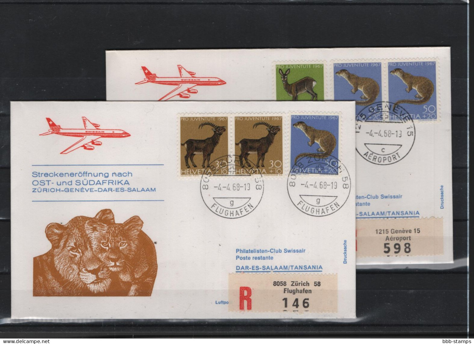 Schweiz Air Mail Swissair  FFC  4.4.1968 Züich - Dar Es Salaam VV - Erst- U. Sonderflugbriefe