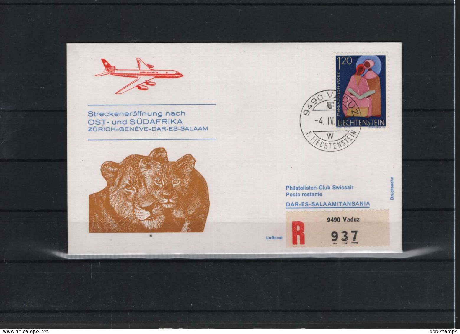 Schweiz Air Mail Swissair  FFC  4.4.1968 Züich - Dar Es Salaam VV - First Flight Covers