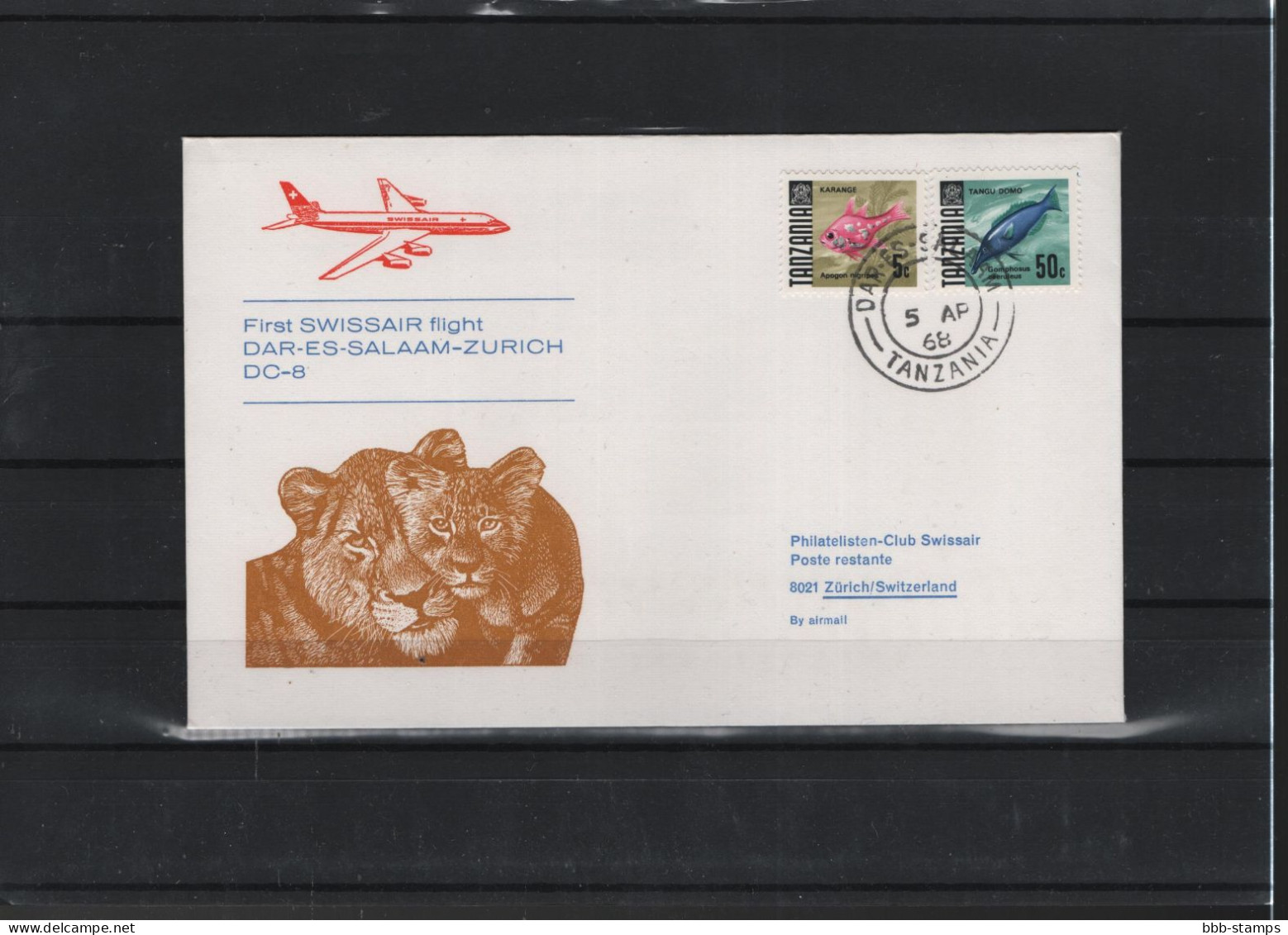 Schweiz Air Mail Swissair  FFC  4.4.1968 Züich - Dar Es Salaam VV - Erst- U. Sonderflugbriefe