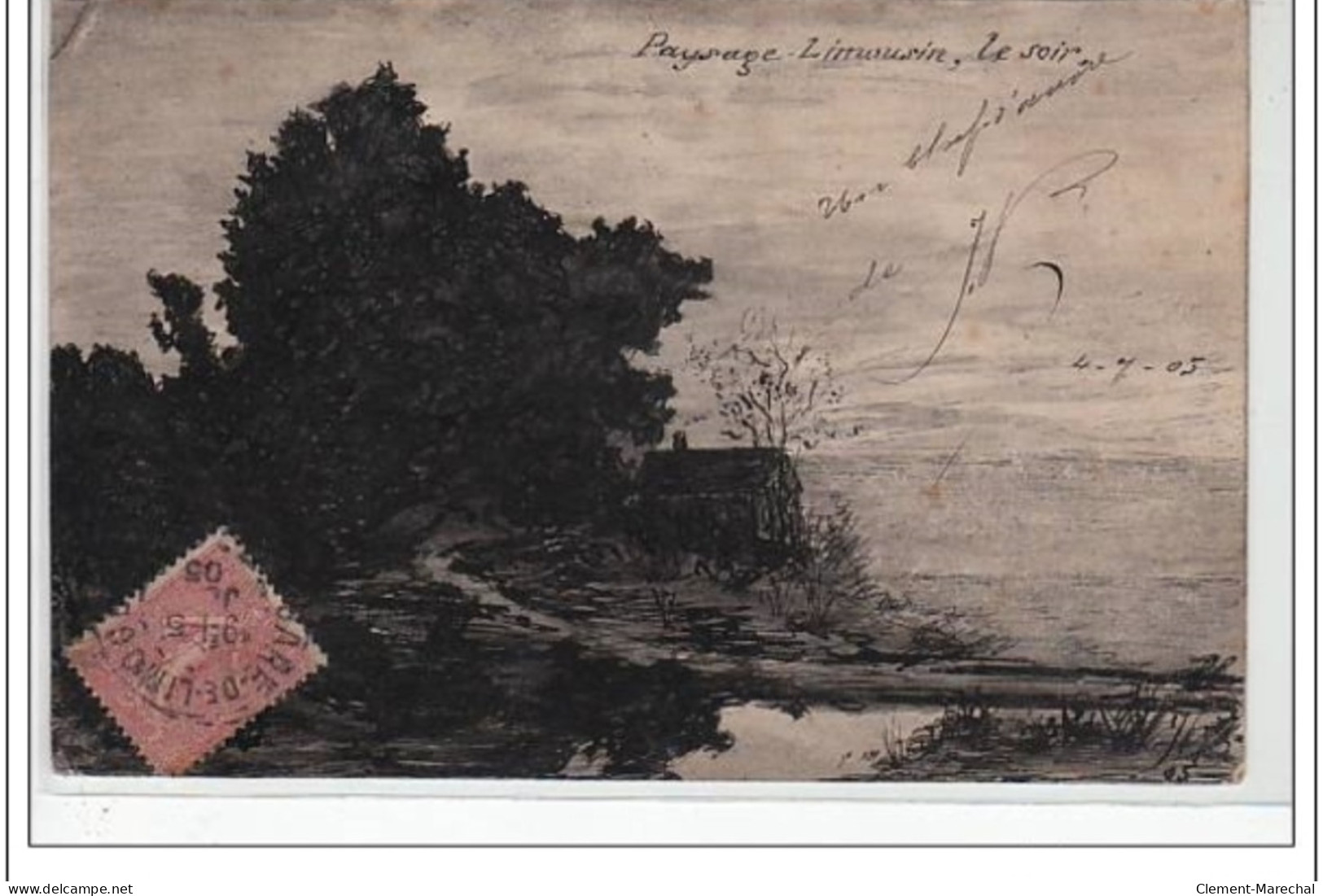 Carte Postale Peinte à La Main En 1905 - Bon état (un Coin Plié) - Sonstige & Ohne Zuordnung