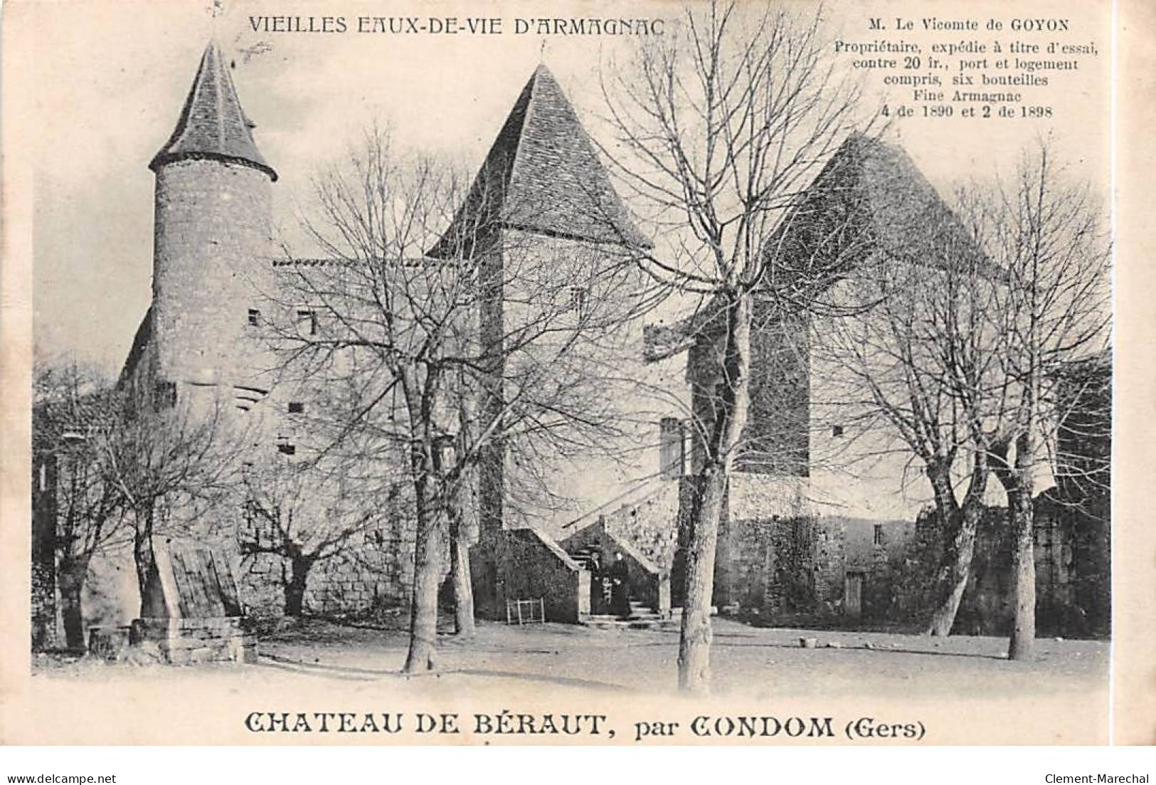 Chateau De BERAUT Par CONDOM - Vieilles Eaux De Vie D'Armagnac - Très Bon état - Condom