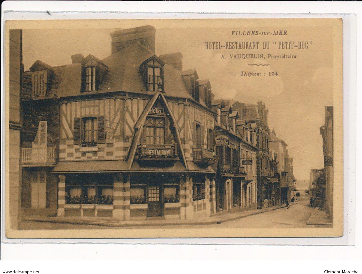 VILLERS-sur-MER : Hôtel-Restaurant Du "Petit-Duc", A.VAUQUELIN, Propriétaire - Très Bon état - Villers Sur Mer