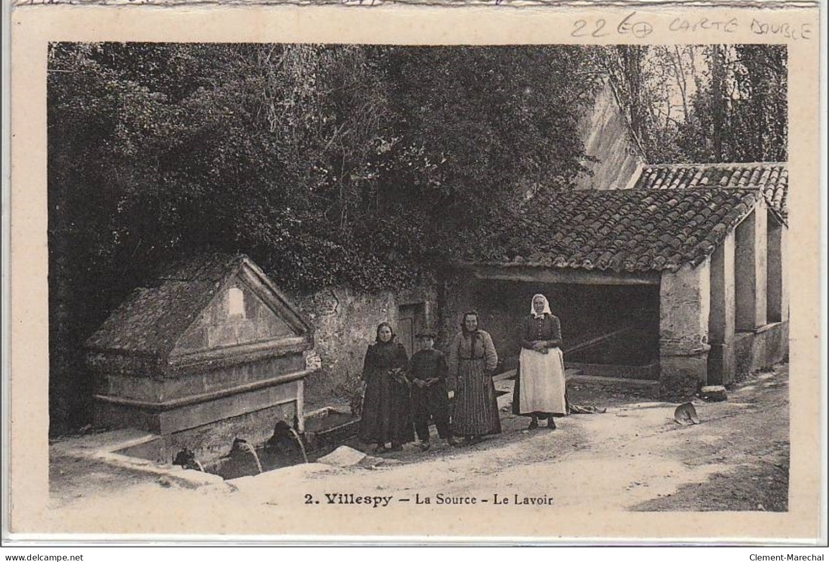 VILLESPY : Vue Générale - La Source - Le Lavoir - CARTE DOUBLE - Très Bon état - Sonstige & Ohne Zuordnung