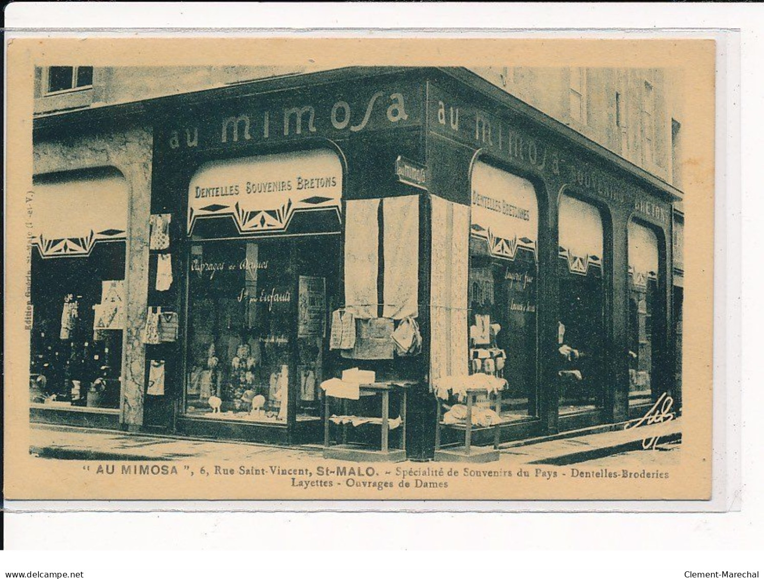 ST-MALO : "Au Mimosa", Spécialité De Souvenirs Du Pays, Dentelles-broderies Layettes, Ouvrages De Dames - Très Bon état - Saint Malo