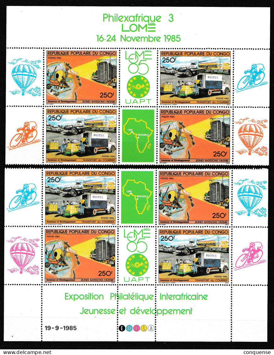 REPUBLICA  POPULAR  DE  CONGO  1985  **  MNH PARTIDO  POR  LA  MITAD - Nuevas/fijasellos