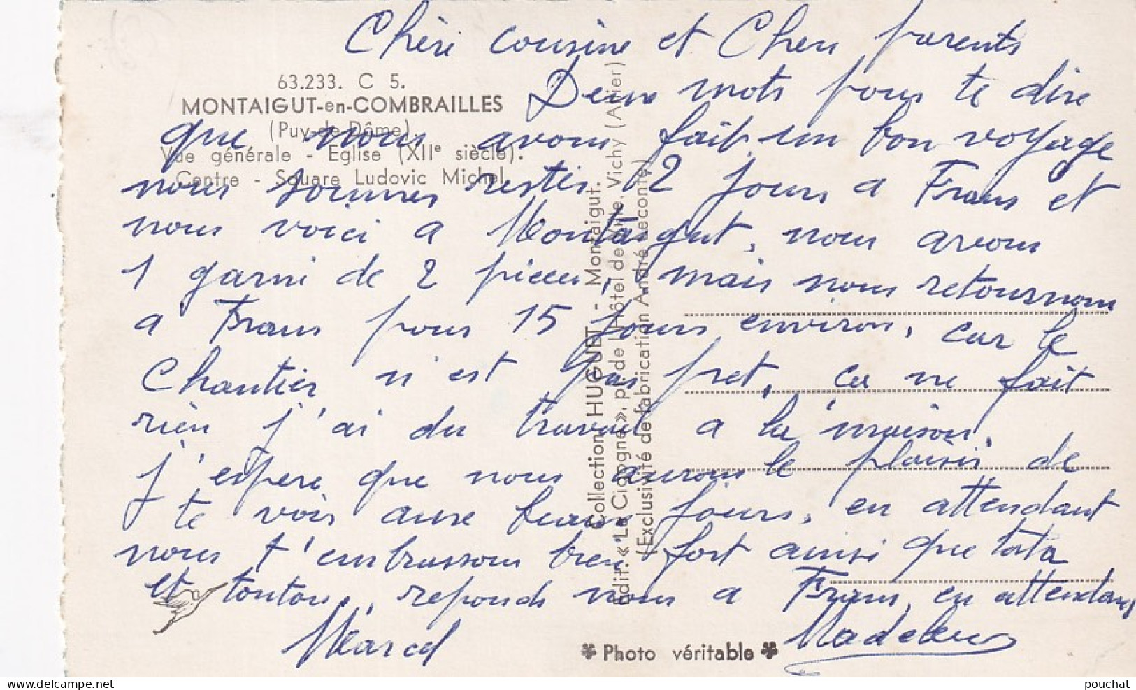 Z+ Nw-(63) SOUVENIR DE MONTAIGUT EN COMBRAILLES - CARTE MULTIVUES : LE CENTRE , L'EGLISE , SQUARE , VUE GENERALE - Montaigut