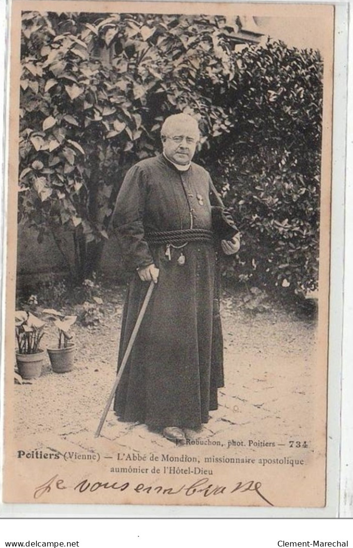 POITIERS : L'abbé De Mondion, Missionnaire Apostolique Aumônier De L'Hôtel-Dieu - Très Bon état - Poitiers