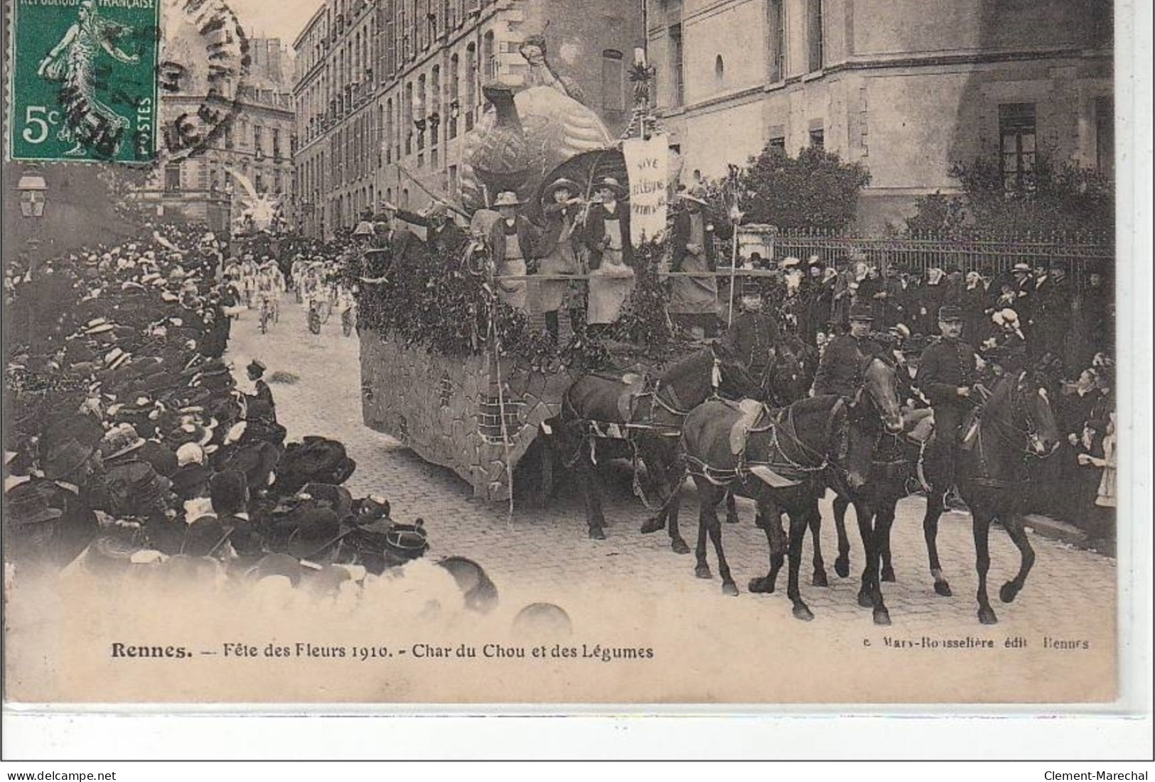 RENNES : Fête Des Fleurs 1910 - Char Du Chou Et Des Légumes - état - Rennes