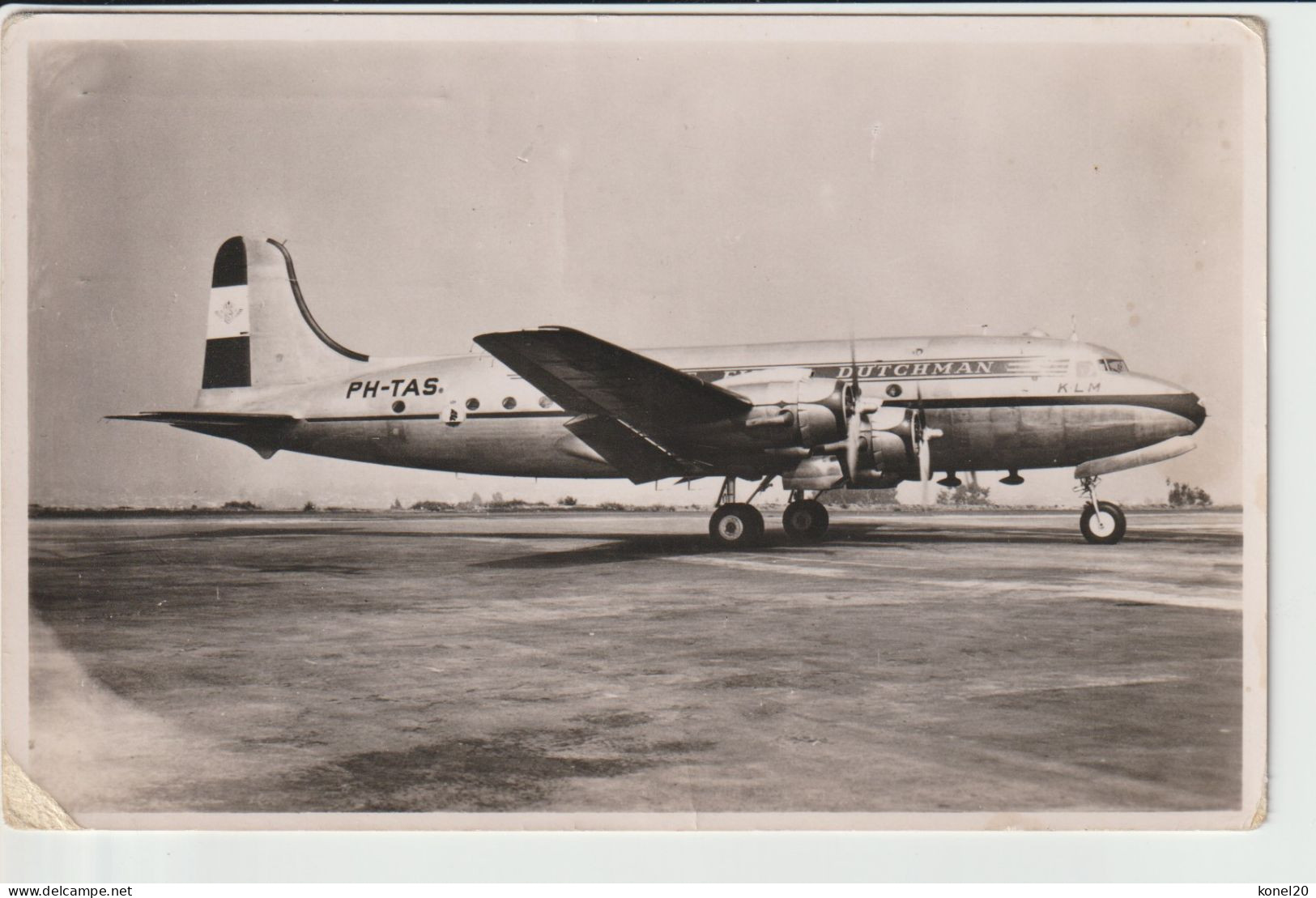 Vintage Rppc KLM K.L.M Royal Dutch Airlines Douglas Dc-4 Aircraft @ Schiphol Amsterdam Airport - 1919-1938: Entre Guerras