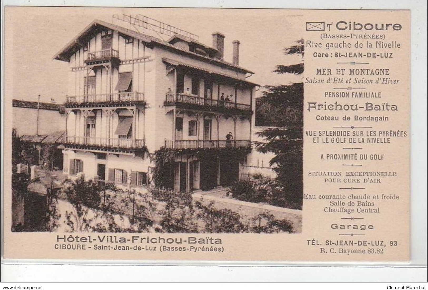 CIBOURRE-SAINT JEAN DE LUZ : Hôtel Villa Frichou-Baïta - Très Bon état - Saint Jean De Luz